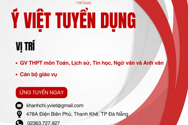 Trường Trung Cấp Ý Việt tuyển dụng cán bộ giáo vụ